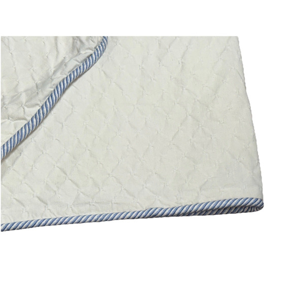 Custom Made Luxury Duvet Cover in Natural White or Ivory Jacquard Blue Trim Full